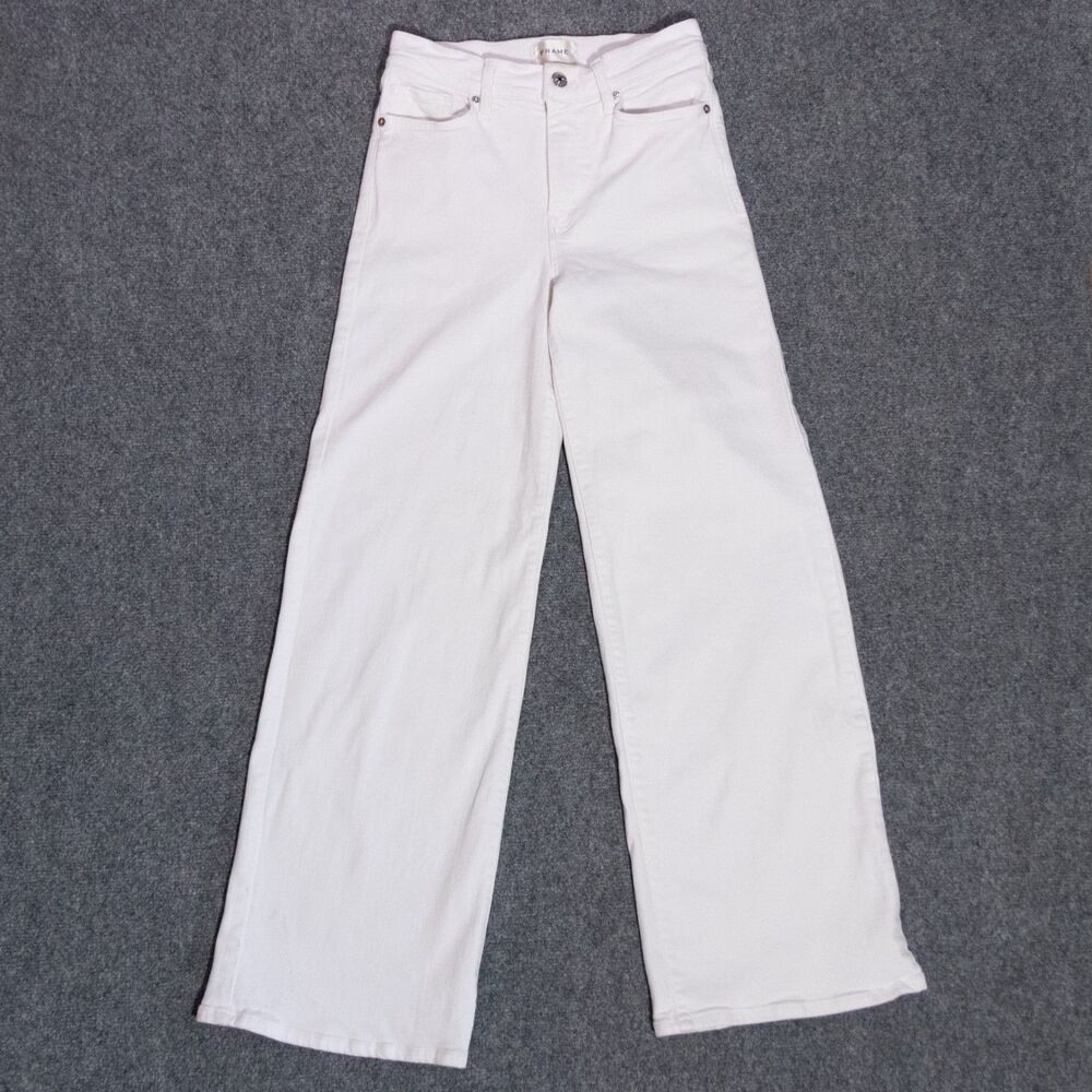 FRAME Le Slim Palazzo High Rise Wide Leg Stretch Jeans Women's 27 White Designer